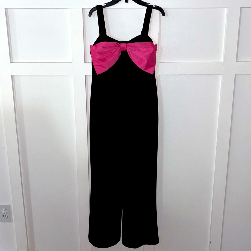 Allison + Kelly Black Special Occasion Pantsuit Jumpsuit Pink Bow Size 16 NWT